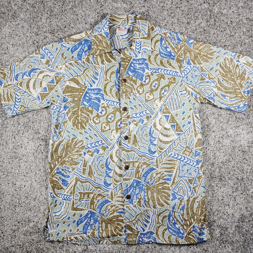 Vintage Go Barefoot Hawaiian Shirt Mens Small Tropical Aloha Made In USA